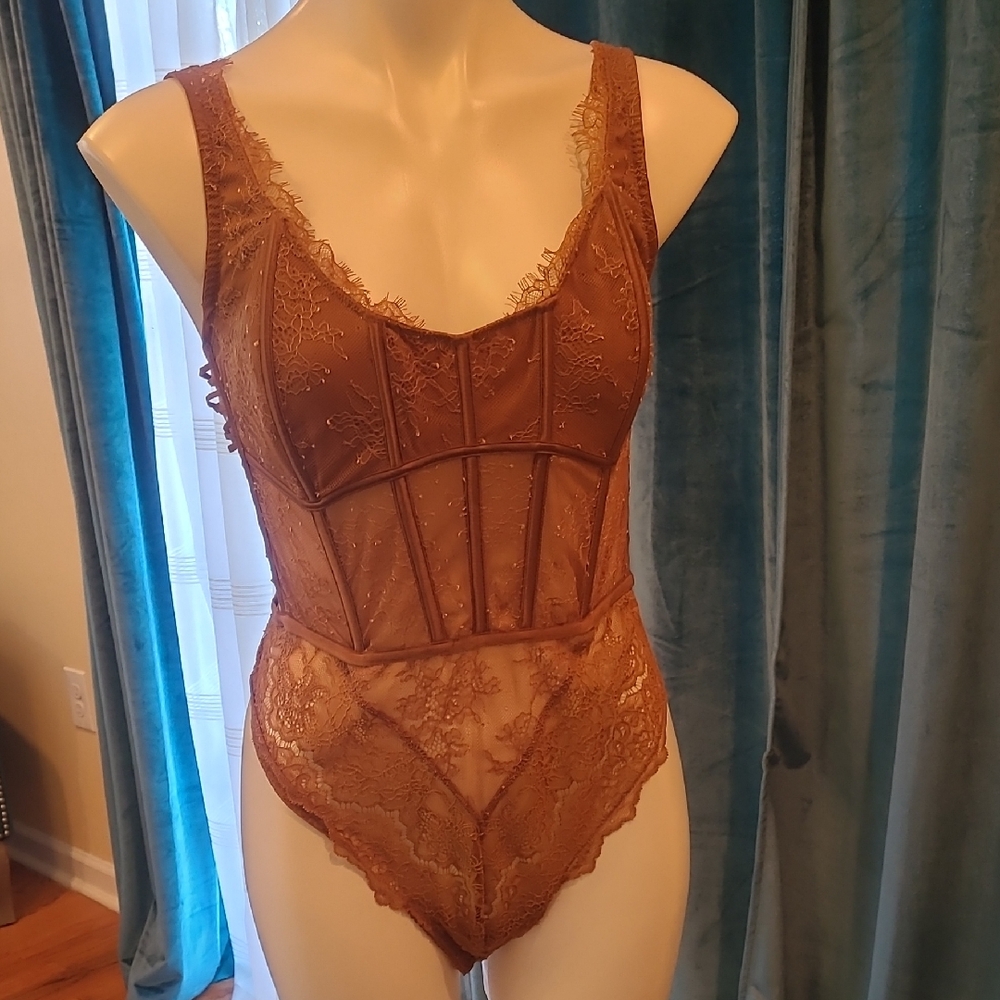 Victoria's Secret Brown Lace Bodysuit